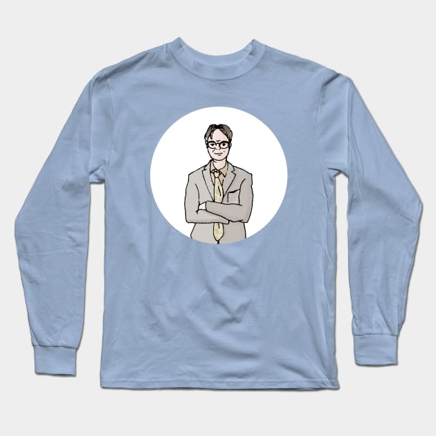 Dwight Schrute Long Sleeve T-Shirt by fableillustration